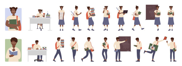 青少年学生的姿势设置图片下载