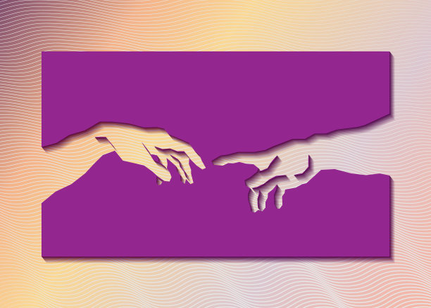 上帝和亚当斯的双手创造了人类的起源图片下载