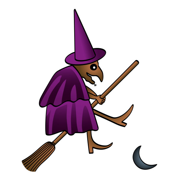 女巫骑在扫帚上，一个老妇人正在使用她的巫术图片下载