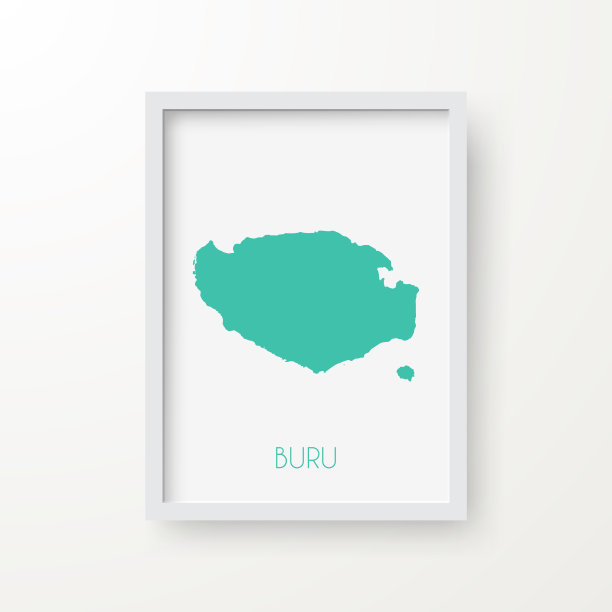 布鲁地图在一个框架上的白色背景图片下载