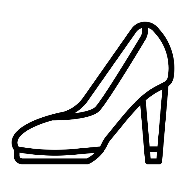 高跟鞋线图标，购物概念，白色背景上的女鞋标志，优雅的女性高跟鞋图标在轮廓风格的移动概念网页设计。矢量图形。图片下载