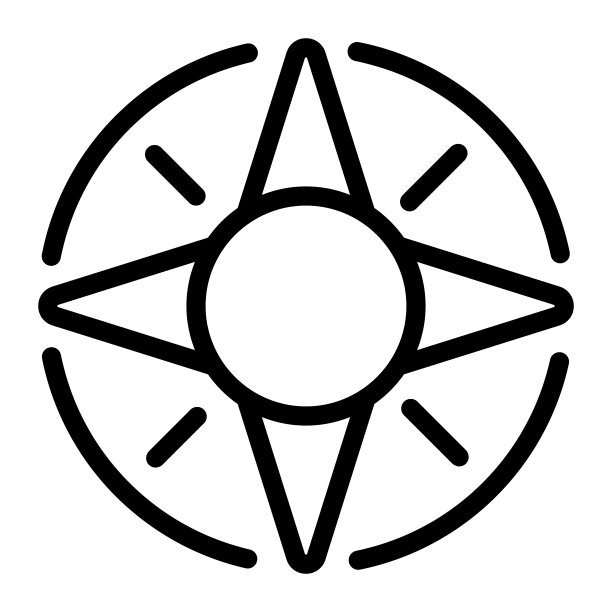 指南针线图标，导航概念，风玫瑰标志在白色背景，风玫瑰指南针图标在轮廓风格的移动概念网页设计。矢量图形。图片下载