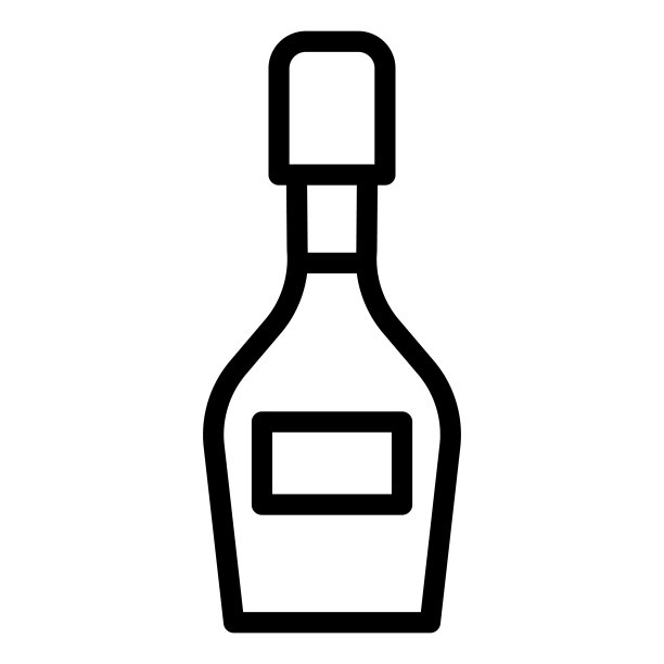 香槟瓶线图标，酒精饮料的概念，香槟标志在白色背景，酒瓶图标在轮廓风格的移动概念网页设计。矢量图形。图片下载