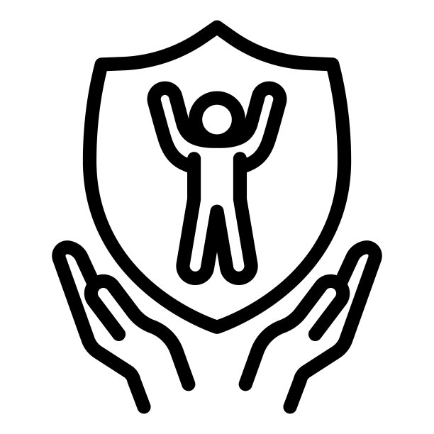 儿童保护盾在人类的手线图标，6月1日儿童保护日的概念，父母的手与婴儿安全标志在白色儿童护理大纲。矢量图形。图片下载