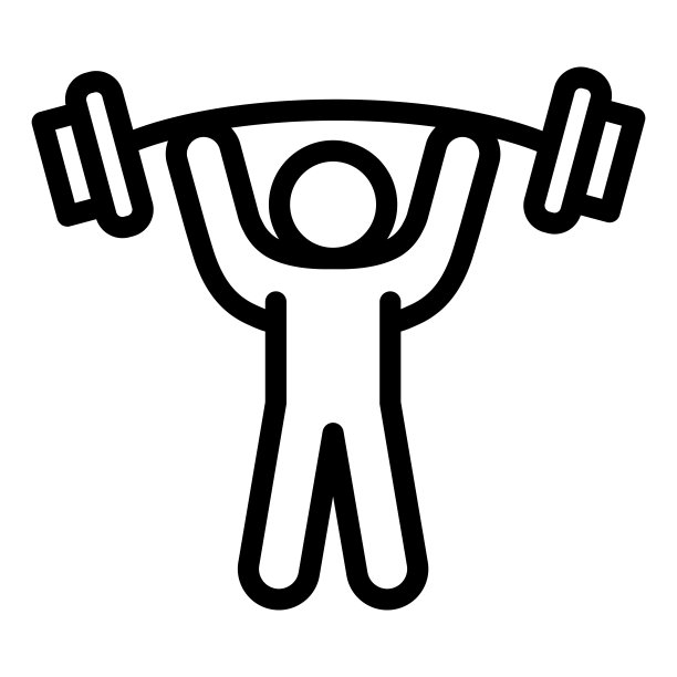 男子杠铃线图标，健美概念，举重标志在白色背景，男子举重图标在轮廓风格移动概念网页设计。矢量图形。图片下载