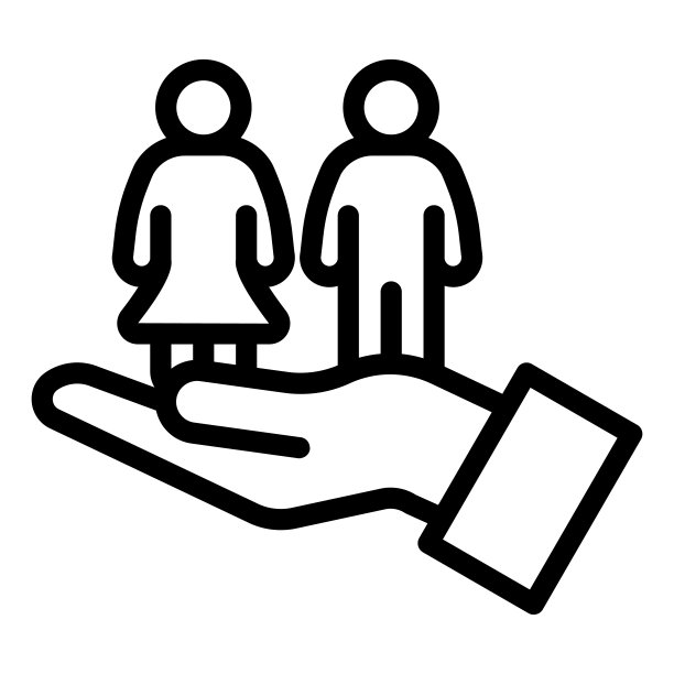 儿童手握线图标，6月1日儿童保护日概念，父母手握儿子和女儿的白底签名，儿童护理大纲风格的手机和网页。向量。图片下载