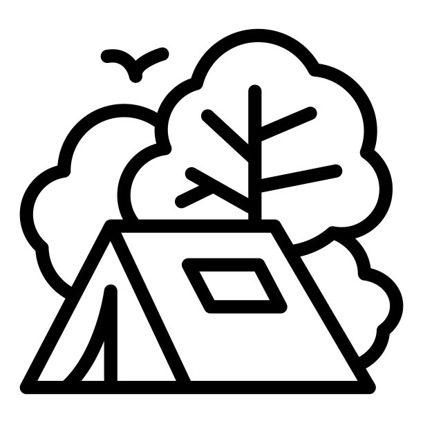 帐篷线图标，旅游概念，旅游帐篷标志在白色背景，露营图标在轮廓风格的移动概念网页设计。矢量图形。图片下载
