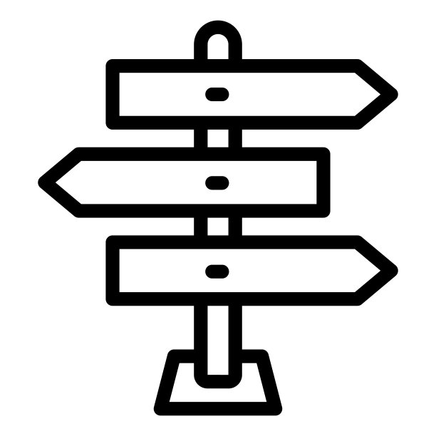 木箭头招牌线图标，旅游概念，木路方向标志在白色背景，路标图标在轮廓风格的移动概念网页设计。矢量图形。图片下载