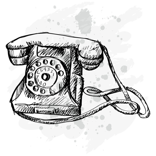 电话复古素描手绘插图图片下载