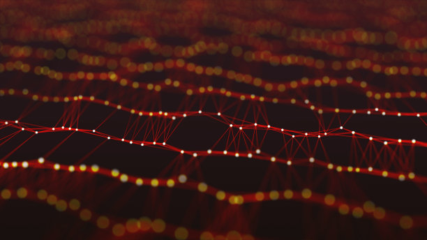 由明亮的点和线组成的网络。抽象的多点动态波。数字的背景。3 d渲染。图片下载