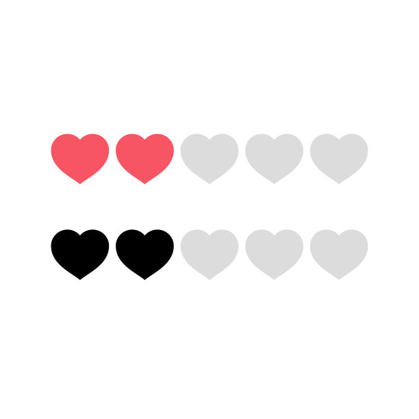 设计的爱情评级，反馈评级与心脏图标图片下载