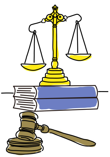 法槌与天平律师事务所手绘插画图片下载