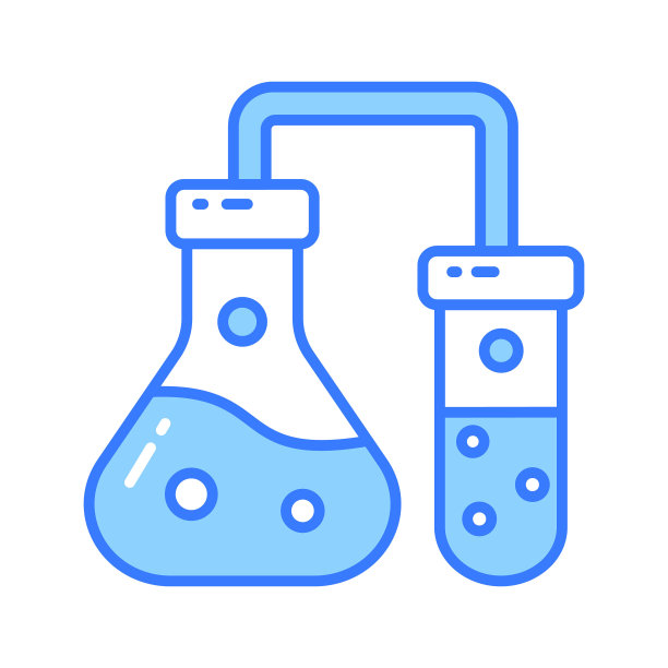 带试管的化学烧瓶，精心设计的实验室实验图标，商业实验载体图片下载