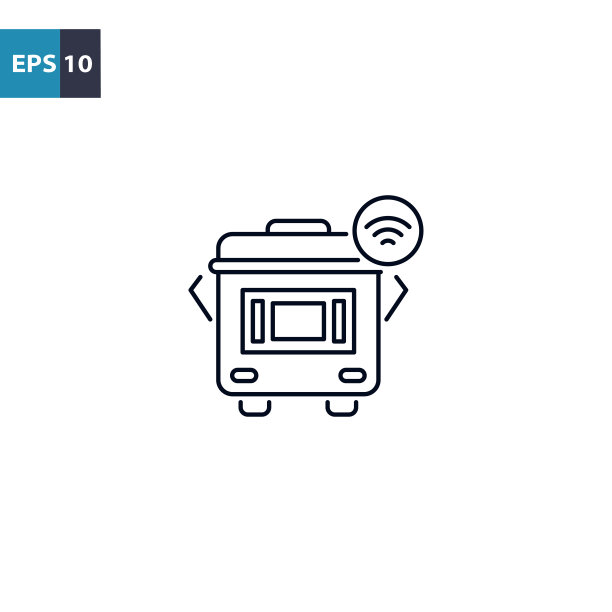 智能烹饪设备轮廓图标矢量插图图片下载