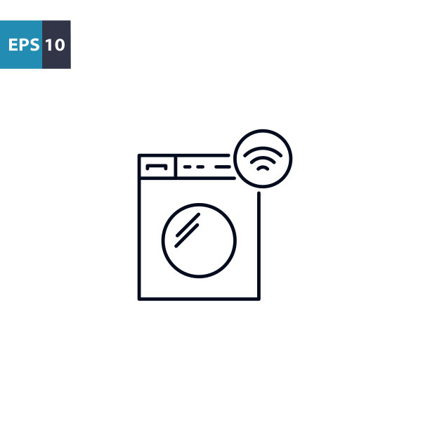 智能洗衣机轮廓图标矢量插图图片下载
