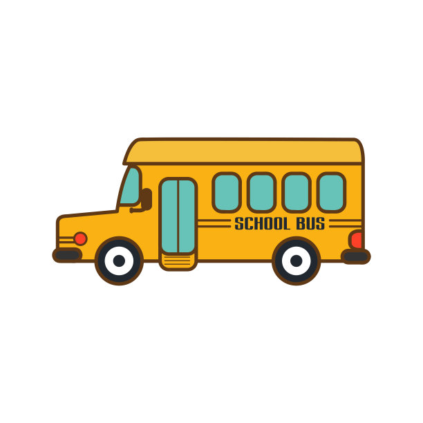 校车卡通图标隔离在白色背景矢量插图图片下载