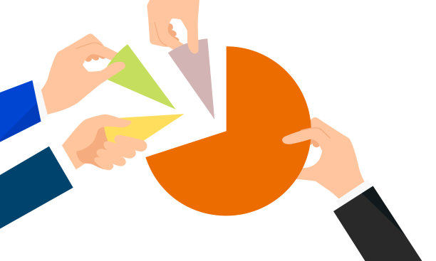 插图一只手拿着一个大馅饼，顶部共享图像，矢量图片下载