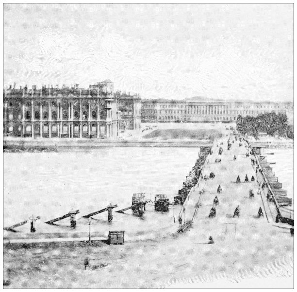 圣彼得堡的古董旅行照片:冬宫和涅瓦图片下载