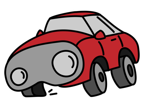 红色汽车急转弯导致轮胎变形图片下载