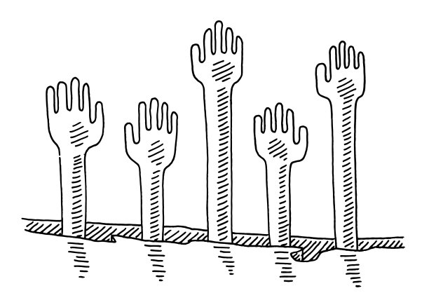 从裂开的地板上举起手来图片下载