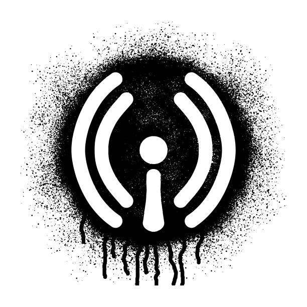 无线网络符号图标涂鸦黑色喷漆图片下载