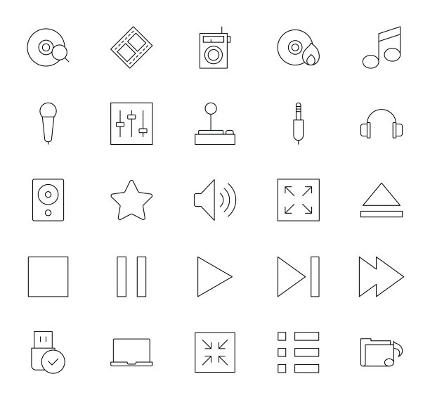 多媒体图标集图片下载