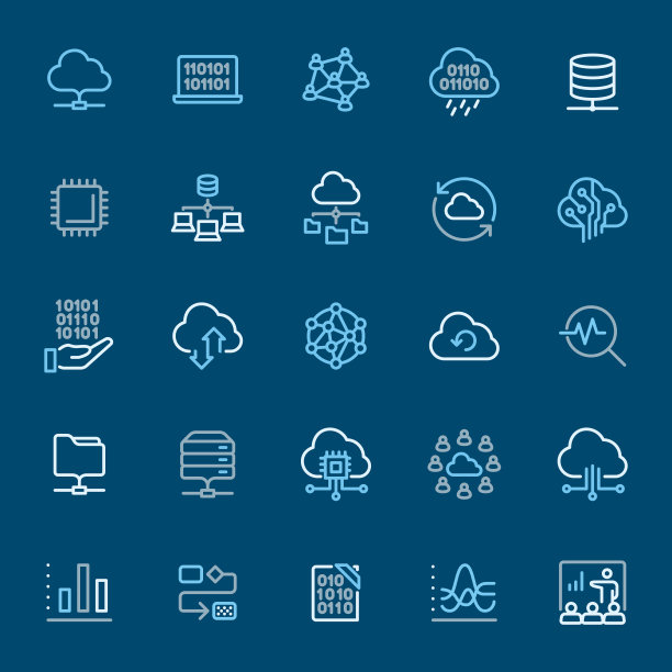 云计算-彩色轮廓图标图片下载