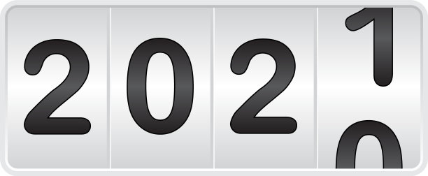 新年2021背景装饰里程表数字计数器。图片下载