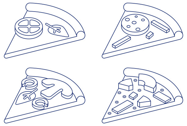 披萨矢量黑白图标集图片下载