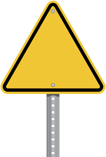 黄色三角交通标志孤立在白色背景图片下载