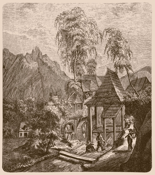 罗马尼亚Roșia Montană金矿的旧邮票厂图片下载