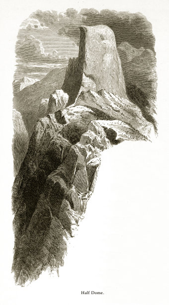 半圆顶，约塞米蒂山谷，约塞米蒂国家公园，内华达山脉，加利福尼亚州，美国维多利亚版画，1872年图片下载