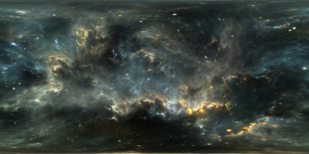 360度恒星系统和气体星云。全景，环境360 HDRI地图。等矩形投影，球面全景。虚拟现实背景。图片下载