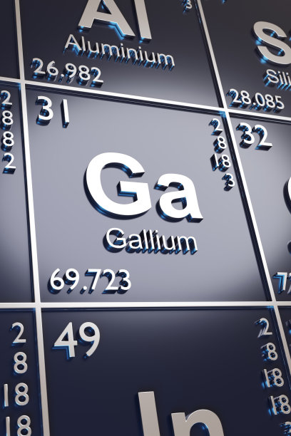 元素周期表上的金属镓。3 d演示。图片下载