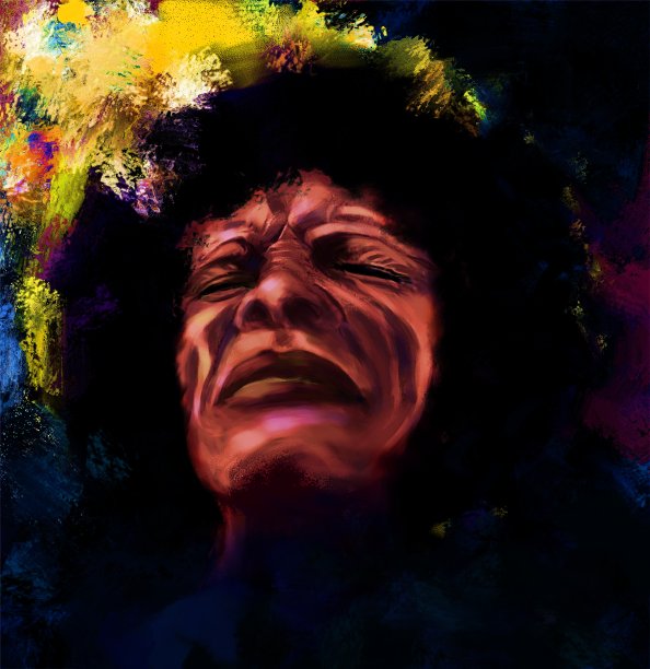 一位上了年纪的布鲁斯歌手的插图图片下载