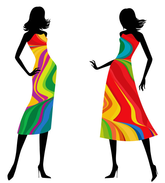 时装模特穿着五颜六色的衣服图片下载