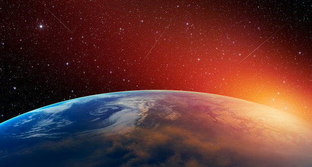 壮观日落下的地球图片下载