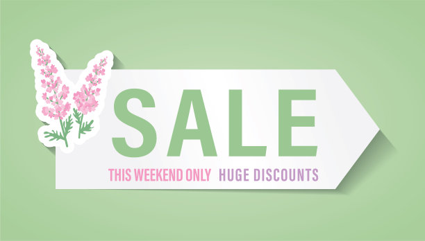 可爱的鲜花商店横幅和销售贴纸图片下载