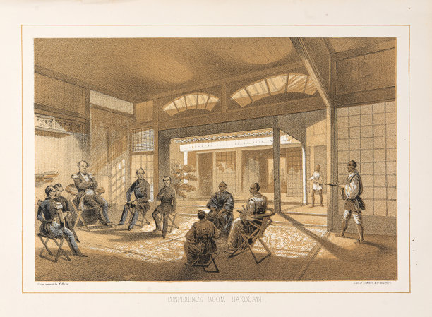 函馆会议室，日本-彩色平版印刷1856图片下载