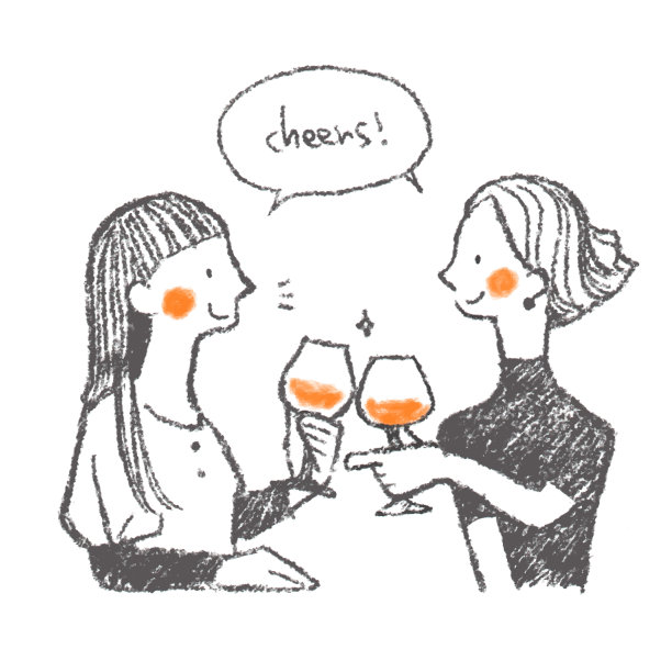 女人享受美酒，插图图片下载