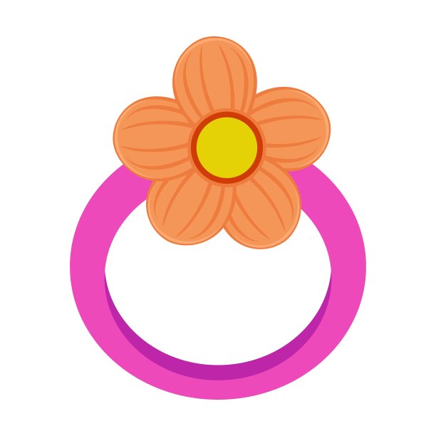 在白色背景上为孩子们设计的花珠戒指图片下载