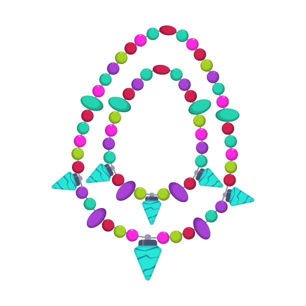 手镯和项链从白色背景的珠子图片下载