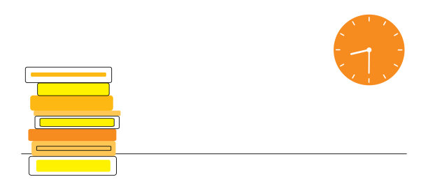 桌上有一摞书，墙上有一个钟。学年或工作日的开始。工作或学习背景。极简主义平面与部分轮廓。矢量图图片下载