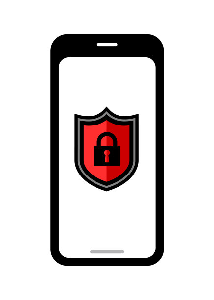 盾形图标上的智能手机，矢量插图图片下载