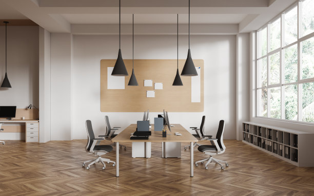 白色开放空间办公室内部与告示板图片下载