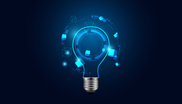 抽象的想法和方形盒子，概念，新的想法，创新和想法在蓝色背景，现代，高科技图片下载