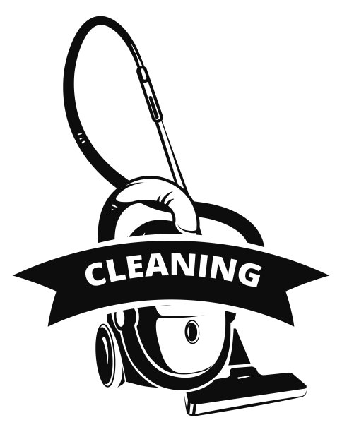 清洁服务标志。吸尘器黑色符号图片下载