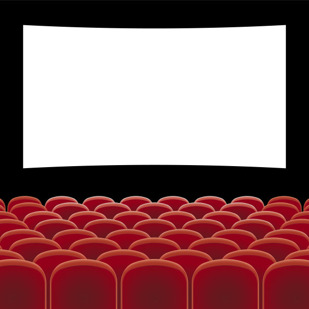 电影院有空白的屏幕和红椅子图片下载