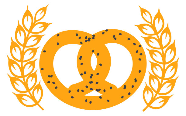 椒盐卷饼象征。优质糕点标签。在白色上孤立的烘烤徽章图片下载