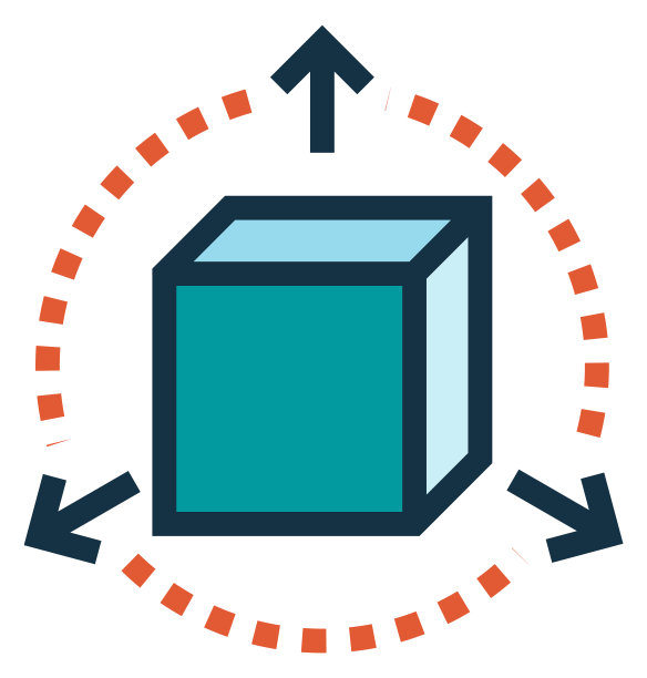 3d轴立方体图标。空间几何符号图片下载